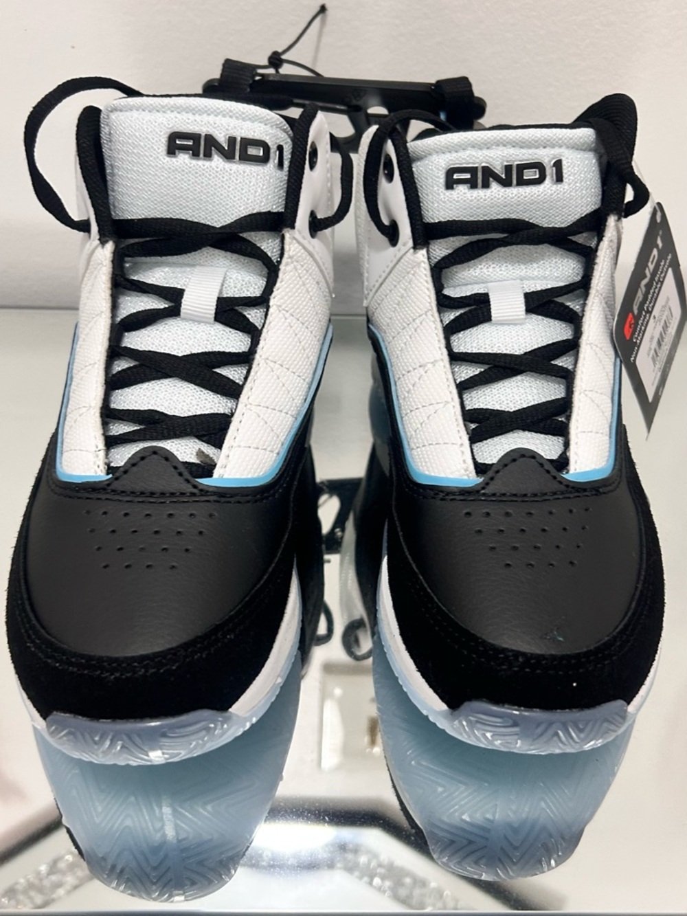 AND1 Youth 3 Basketball Shoes Black White Blue 22cm NWT High Top